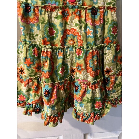 Sweetdil Girls dress Size 3T Green Floral Corduroy Buttons Ties In Back Retro - Picture 4 of 8